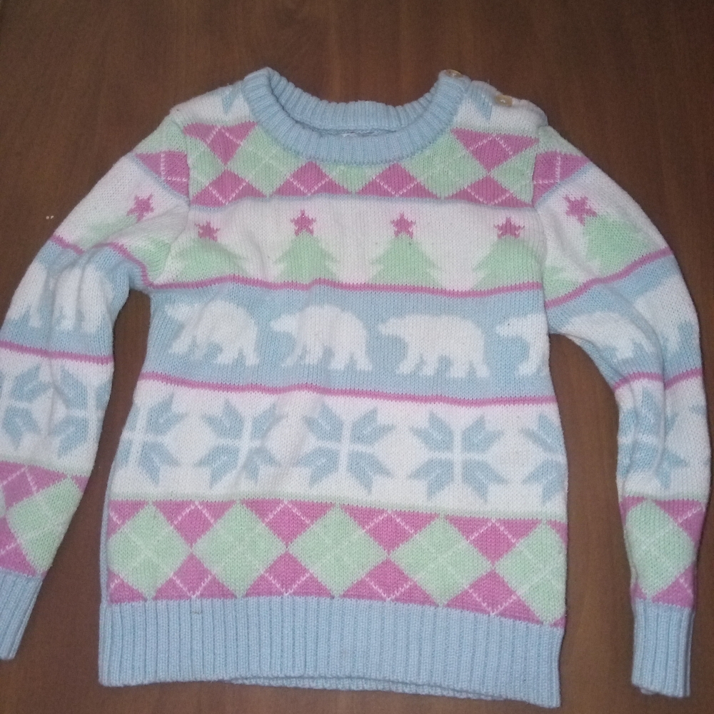 4T Holiday Time Pastel Polar Bear Sweater